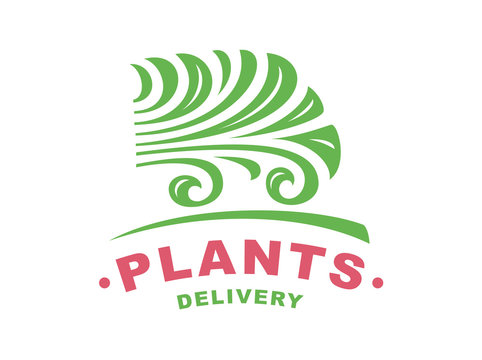 Plants delivery logo - vector illustration, emblem design on white background