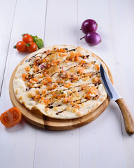 Focaccia on a wooden board