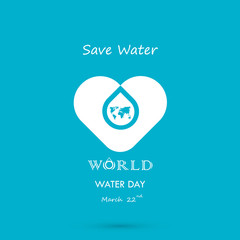 Water drop with world icon vector logo design template.World Water Day icon.World Water Day idea campaign for greeting card and poster.