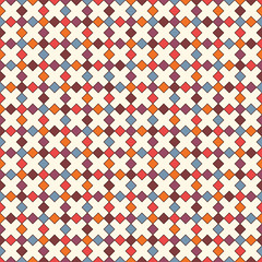 Seamless pattern with crosses motif. Repeated bright rhombuses background. Modern mosaic, stained glass wallpaper.