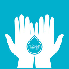 Water drop with human hand icon vector logo design template.World Water Day icon.World Water Day idea campaign for greeting card and poster