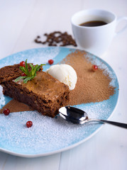 Chocolate cake with coffee