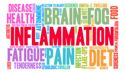 Inflammation Word Cloud on a white background. 