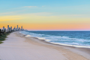 Sunset view of Miami beach and Surfers Paradise in the horizon, from Miami Headland.