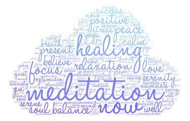 Meditation Word Cloud on a white background. 