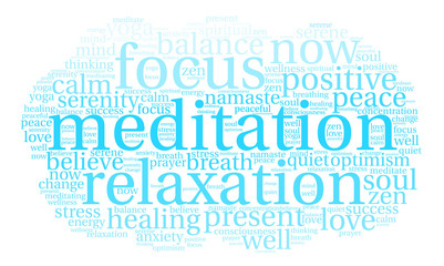 Obraz premium Meditation Word Cloud on a white background. 