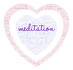 Meditation Word Cloud on a white background. 