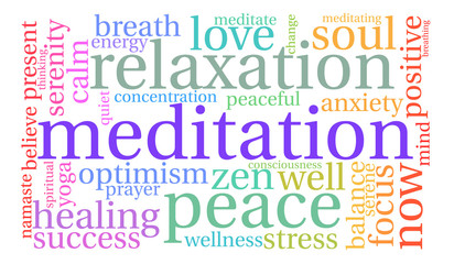 Meditation Word Cloud on a white background. 