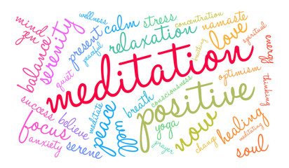 Meditation Word Cloud on a white background. 