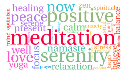 Meditation Word Cloud on a white background. 