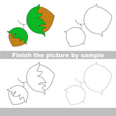Kid drawing worksheet to complete picture by sample.
