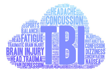 Obraz premium TBI Word Cloud on a white background. 