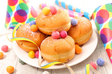 donut with carnival decoration