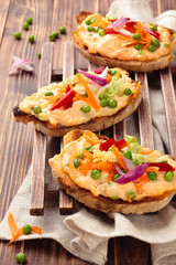 Bruschetta with spring vegetables.