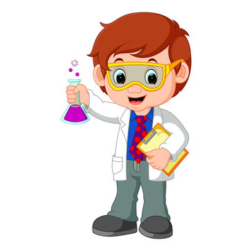 Scientist or professor holding flask