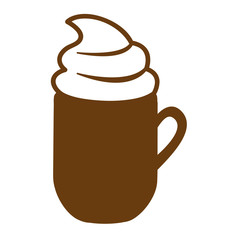 brown mug of cappuccino with cream vector illustration