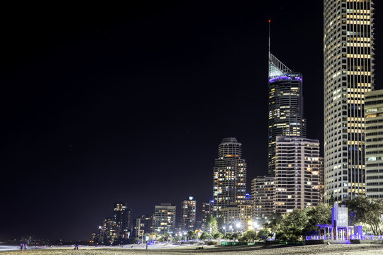 Gold Coast Surfers Paradise famous beach and cityscape at night © Bostock