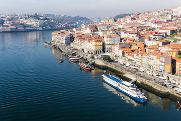 Fototapeta na wymiar PORTO, PORTUGAL - November 17, 2016. Street view of old town Porto, Portugal, Europe, is the second largest city in Portugal, has a population of 1.4 million.