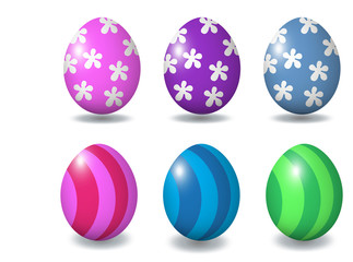 Set of colored Easter eggs - blue, pink, lilac
