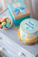 Sweet and beautiful  macaroonwith gift box. Birthday concept