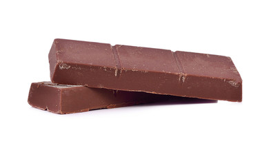 Chocolate bars stack isolated on white background