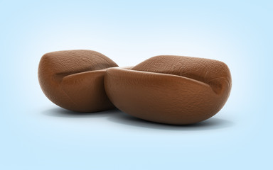 coffee beans on blue gradient background 3d