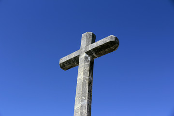 Stone cross, scenes and white villages typical of Andalucia