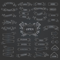 Big set of White ribbon banners set. Beautiful blank for decoration graphic