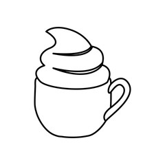 silhouette cup of cappuccino with cream vector illustration