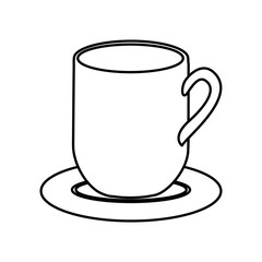 silhouette dish porcelain with mug vector illustration
