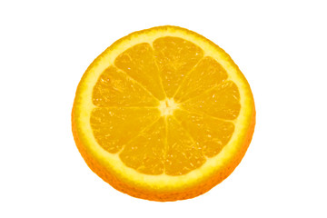 Slice of fresh orange isolated on white background