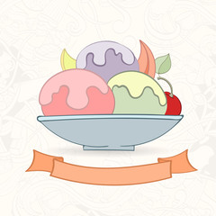 Hand drawn background of doodle style cupcakes