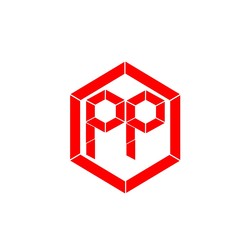 initial letter pp red color logo vector