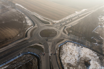 aerial view of the roundabout near Nysa city