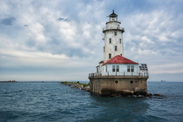 Fototapeta na wymiar Lighthouse on Michigan Lake