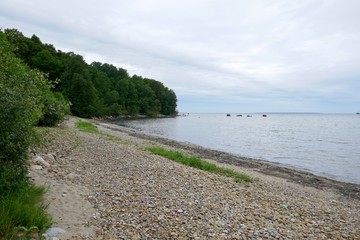 Narrow stony beach