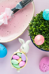 Party table. decorated for Easter celebration.