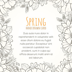 Obraz premium Hand drawn flower invitation card.