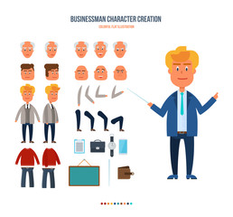 Set objects which you can create character businessman, faces, emotions.