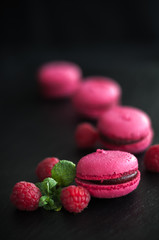 macaroons with raspberries