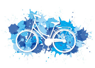 Vélo sur fond tâches bleues