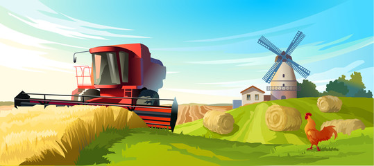 illustration rural summer landscape © vectorpocket