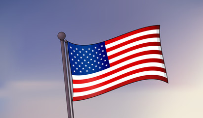 Obraz premium United States of America flag on a sky background. Vector illustration