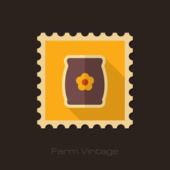 Bag, sack flower seed retro flat stamp