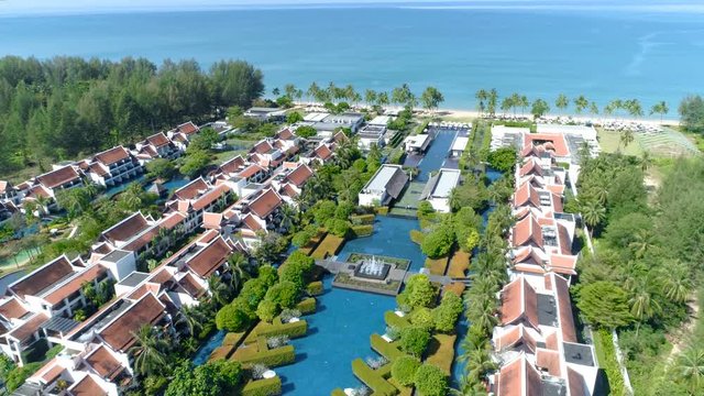 Beautiful hotel on the beach. Aerial . Khao Lak. Thailand.