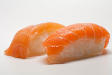 Two sushi with salmon