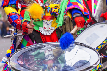 Drummer at Badajoz Carnival parade, Spain