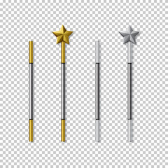Vector magic wand set isolated on transparent background.