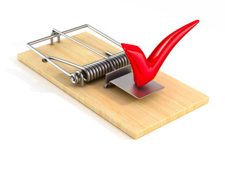 mousetrap on white background. Isolated 3D image