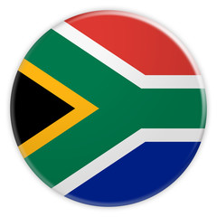 South Africa Flag Button, News Concept Badge, 3d illustration on white background